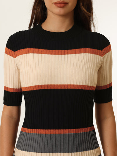 Regular Fit Knit Elegant Elbow Sleeve Sweater Dress