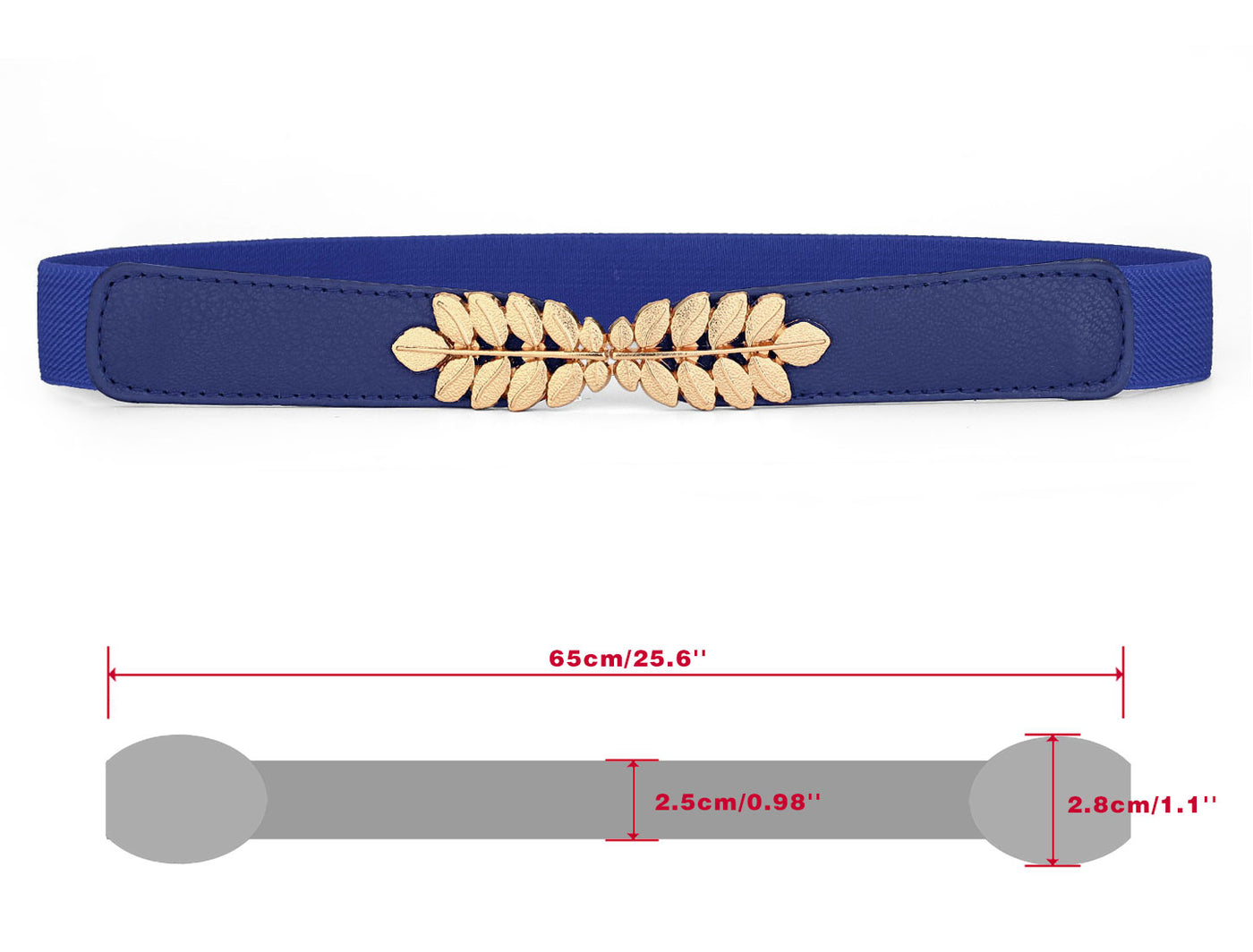 Bublédon Women Leaf Shaped Interlocking Buckle 2.5cm Wide Stretch Cinch Belt