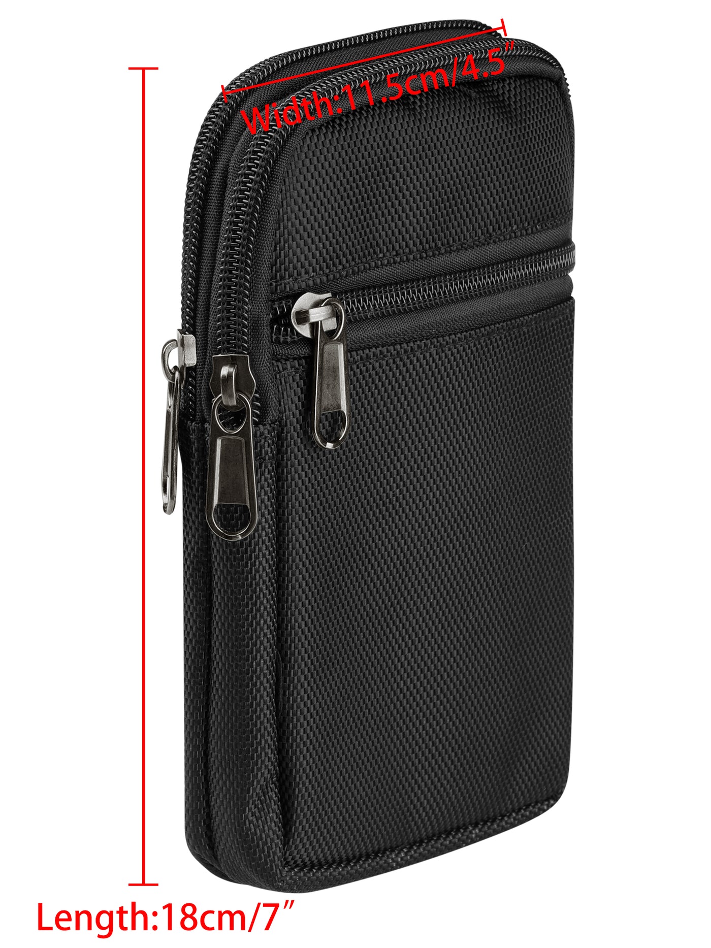Bublédon Man Zippered Coin Phone Cards Holder Waist Belt Pack Bag Wallet Black