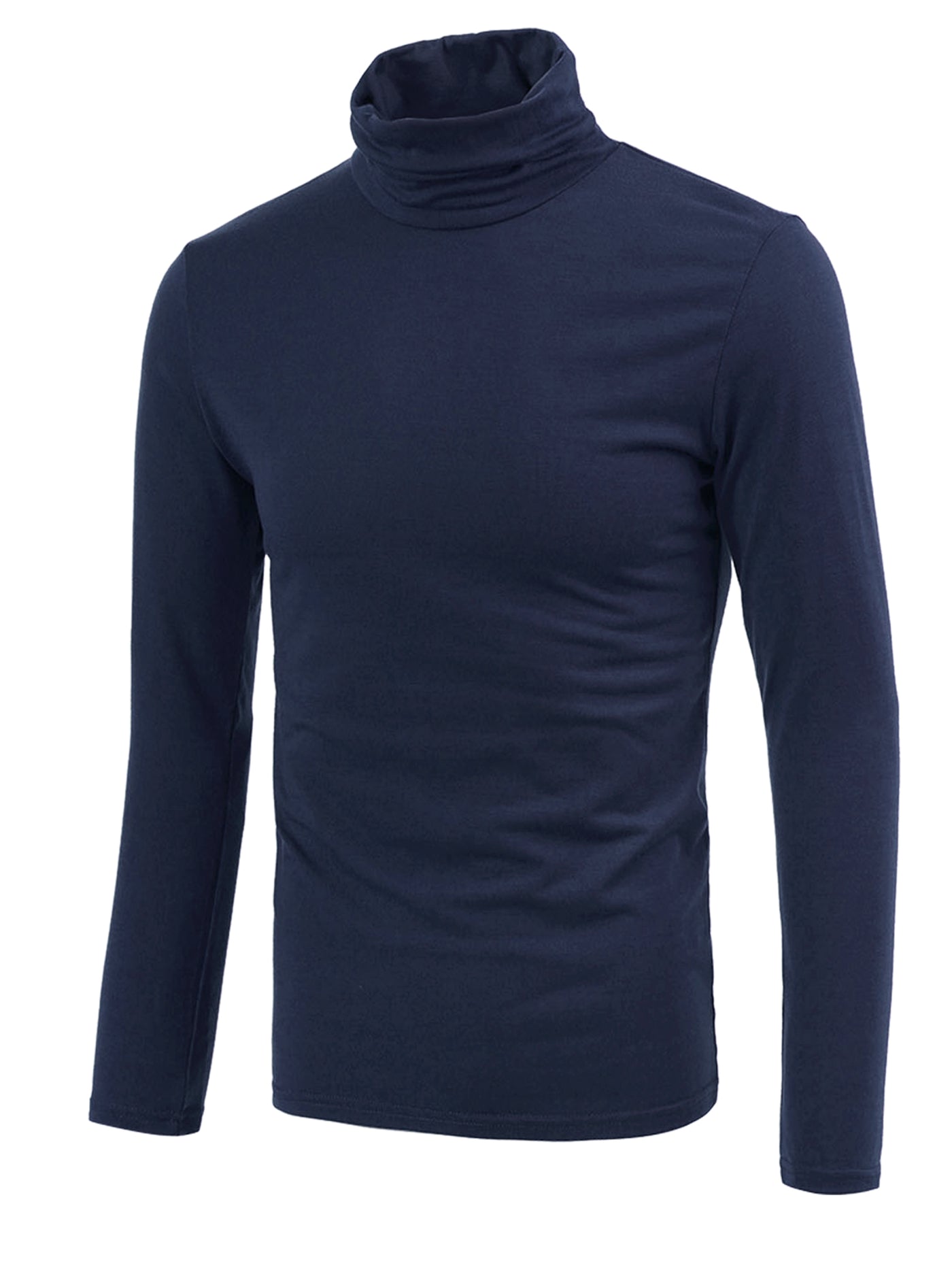 Bublédon Basic Solid Turtleneck Pullover Long Sleeve Shirt