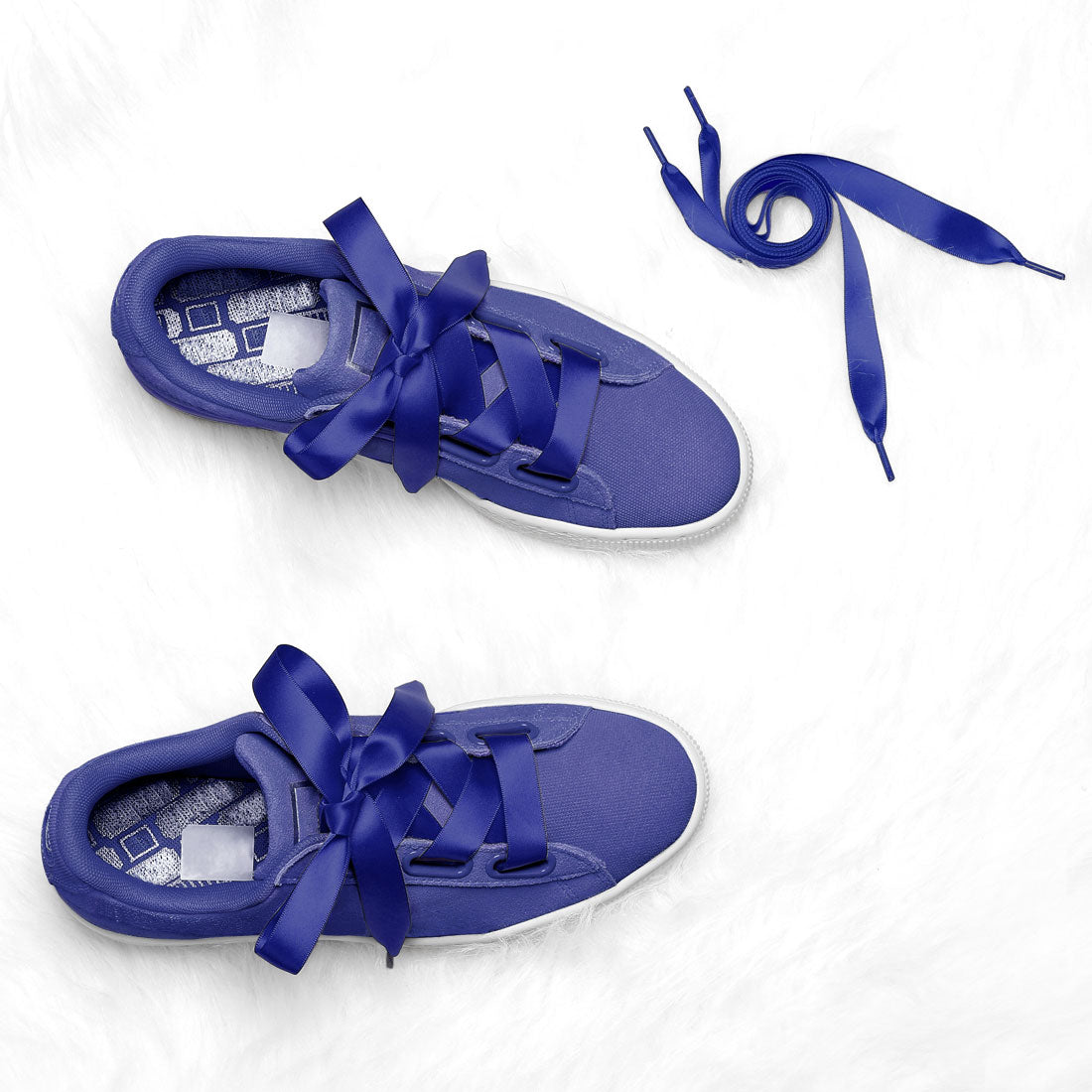 Bublédon Stylish Satin Flat Sneakers Canvas Shoelaces 2 Pairs