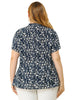 Rayon H Line Floral Tie Neck Short Sleeve Blouse
