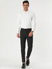 Casual Skinny Plaid Flat Front Business Dress Pants