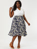 A Line Polyester Floral Print Plus Size Wrap Midi Skirt
