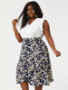A Line Polyester Floral Print Plus Size Wrap Midi Skirt