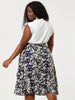 A Line Polyester Floral Print Plus Size Wrap Midi Skirt