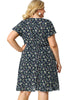 Rayon V Neck Short Sleeve Floral Print Curve Dress