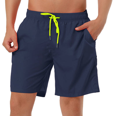 Solid Drawstring Mesh Lining Swimwear Beach Shorts