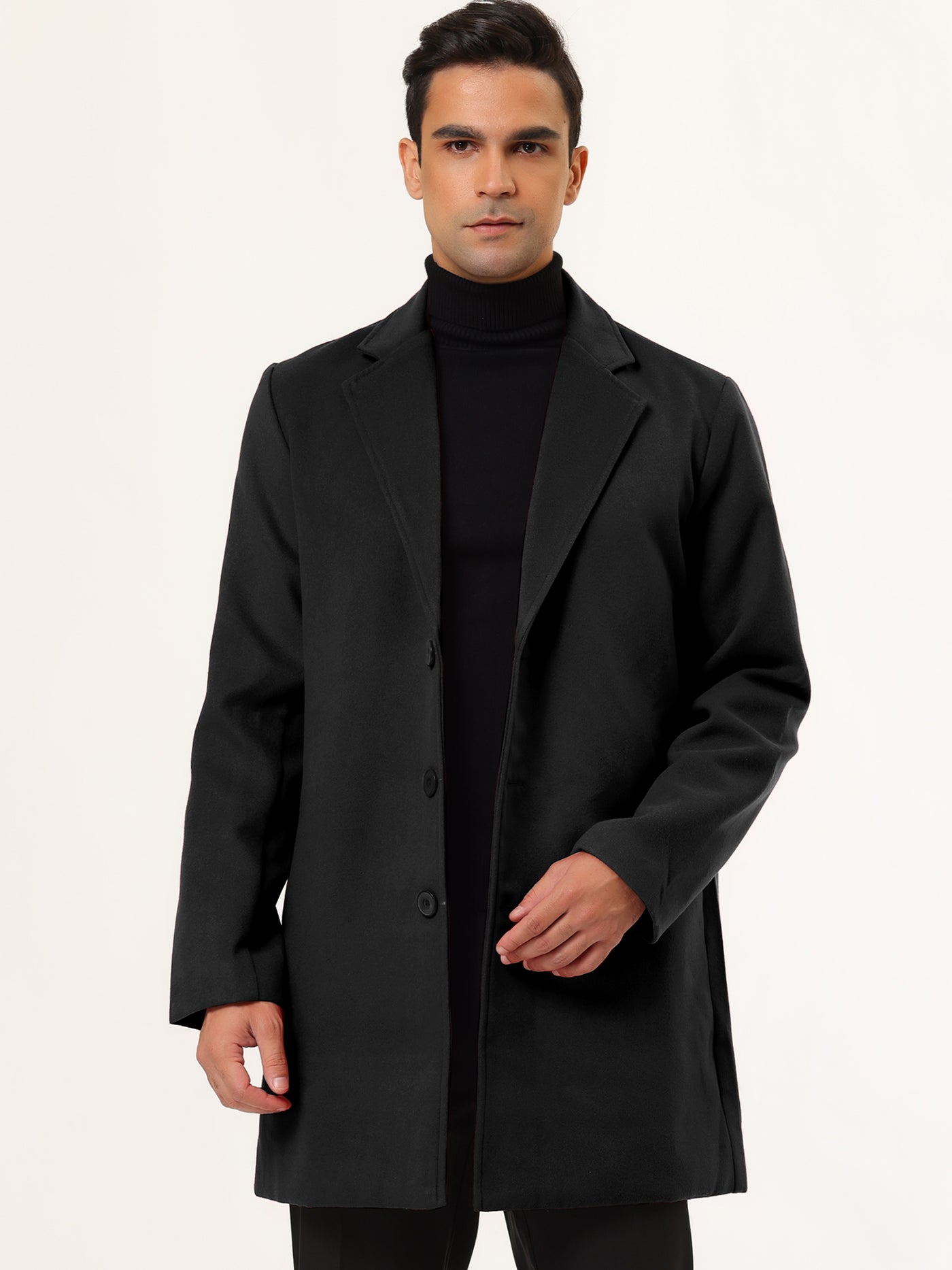 Bublédon Gifts for Men Notched Lapel Single Breasted Long Trench Winter Coat