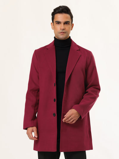 Gifts for Men Notched Lapel Single Breasted Long Trench Winter Coat