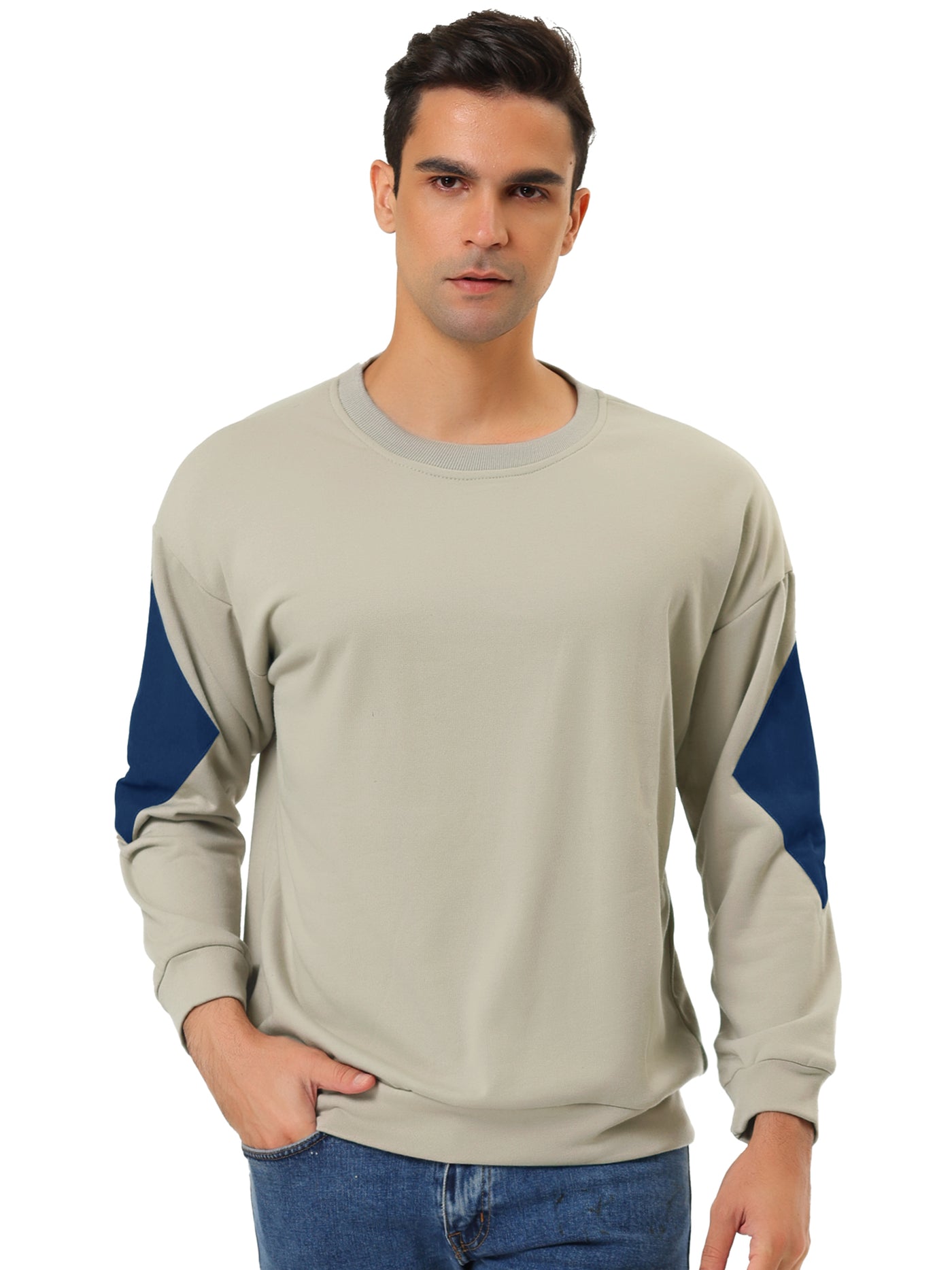 Bublédon Color Block Crew Neck Pullover Long Sleeve Shirt