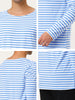 Basic Crew Neck Striped Pullover Long Sleeve Shirt