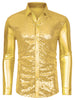 Shiny Long Sleeve Button Down Disco Party Shirts