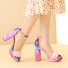 Perphy Tie Dye Platform Fur Chunky Heels Sandals
