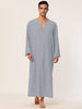 Cotton Sleep Shirt V-Neck Plain Side Split Long Gown