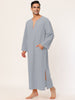 Cotton Sleep Shirt V-Neck Plain Side Split Long Gown