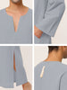 Cotton Sleep Shirt V-Neck Plain Side Split Long Gown