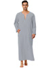 Cotton Sleep Shirt V-Neck Plain Side Split Long Gown