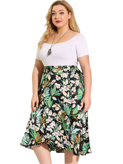 Relax Fit Midi Woven High Low Wrap Skirt