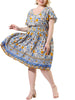X Line Woven V Neck Short Sleeve Smock Waist Dress