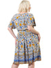X Line Woven V Neck Short Sleeve Smock Waist Dress