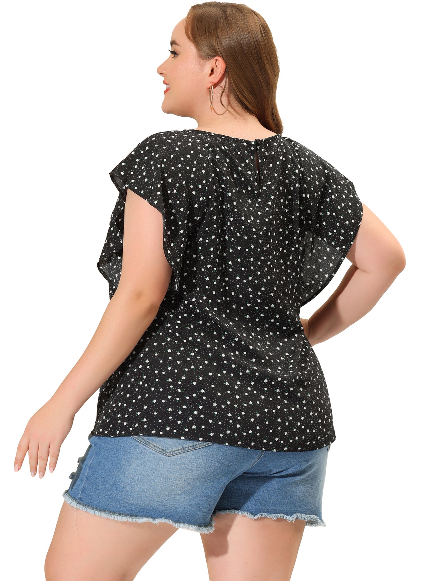 Bublédon Women's Plus Size Chiffon Polka Dot Tank Top