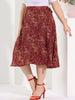 A Line Polyester Floral Print Plus Size Wrap Midi Skirt