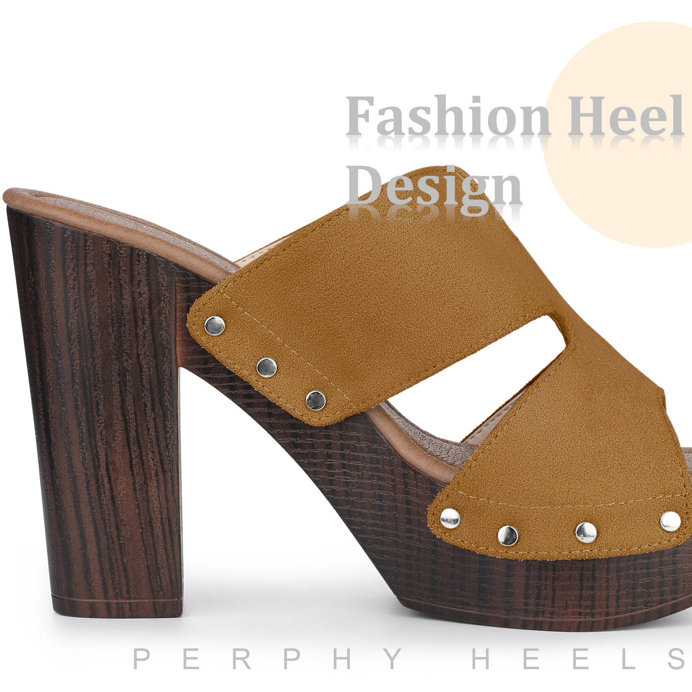 Bublédon Perphy Platform Slip on Block High Heels Slides Sandals