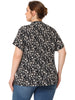 Rayon H Line Floral Tie Neck Short Sleeve Blouse
