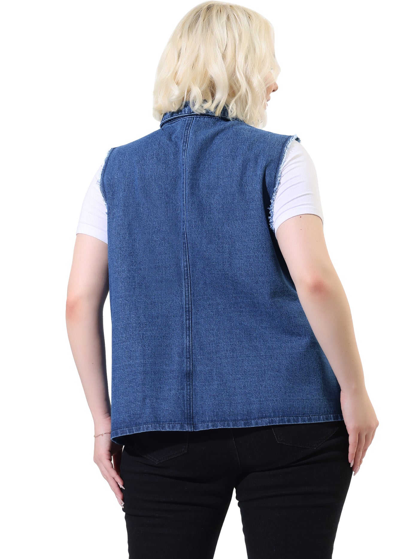 Bublédon Plus Size Denim Vests for Women Causal Button Long Vest Jackets