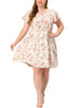 Rayon V Neck Short Sleeve Floral Print Curve Dress