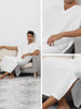 Cotton Short Sleeve V-Neck Plain Side Split Long Gown