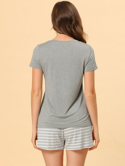 Women's Lounge Sleepwear Stretchy Tops and Shorts Pajama Sets