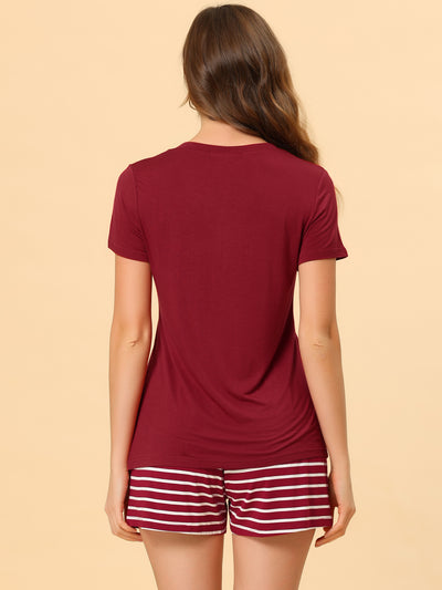 Women's Lounge Sleepwear Stretchy Tops and Shorts Pajama Sets