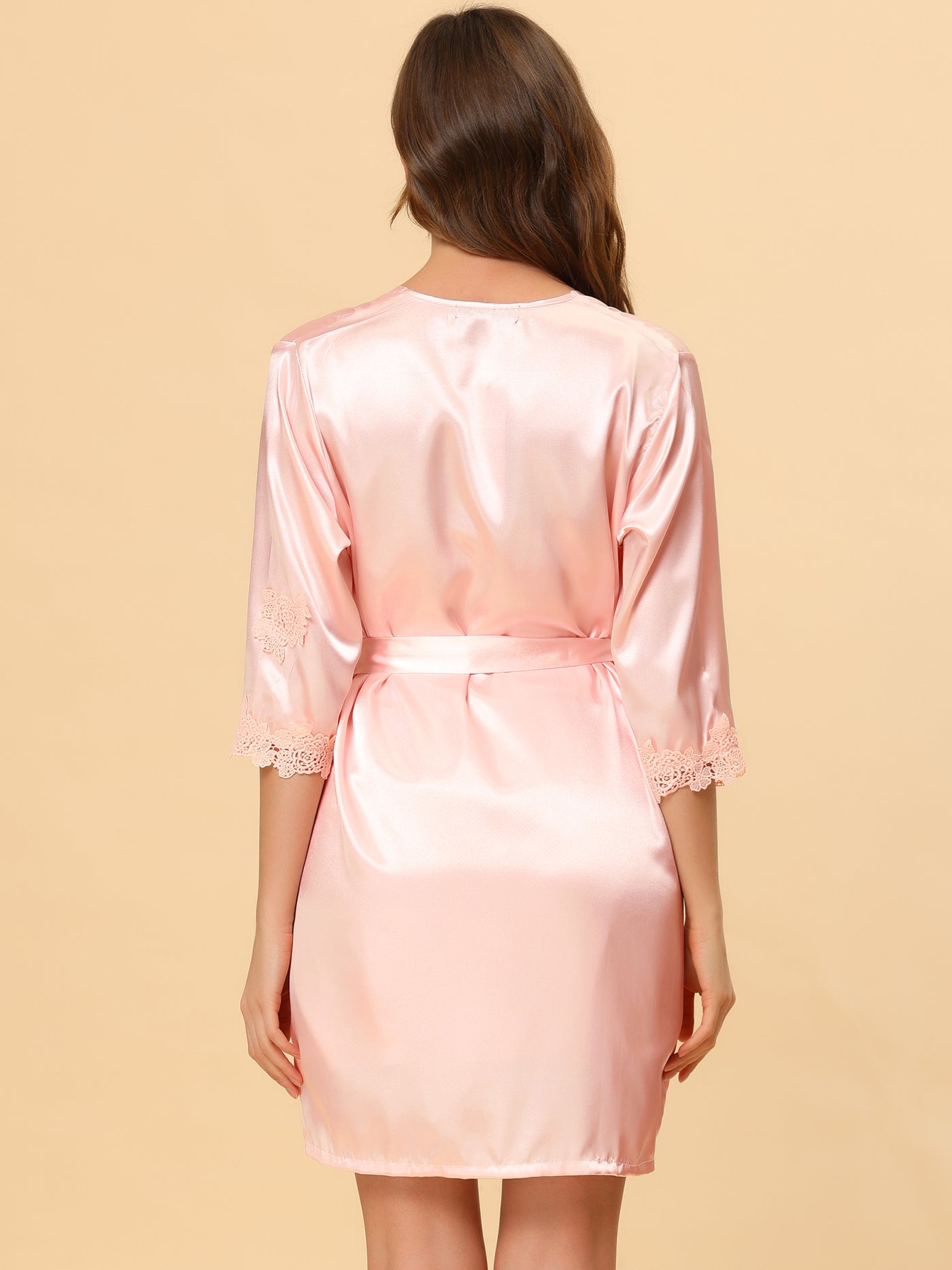 Bublédon Women's 4pcs Silk Satin Cami Top Sexy Nightgown Lace Robe Sets