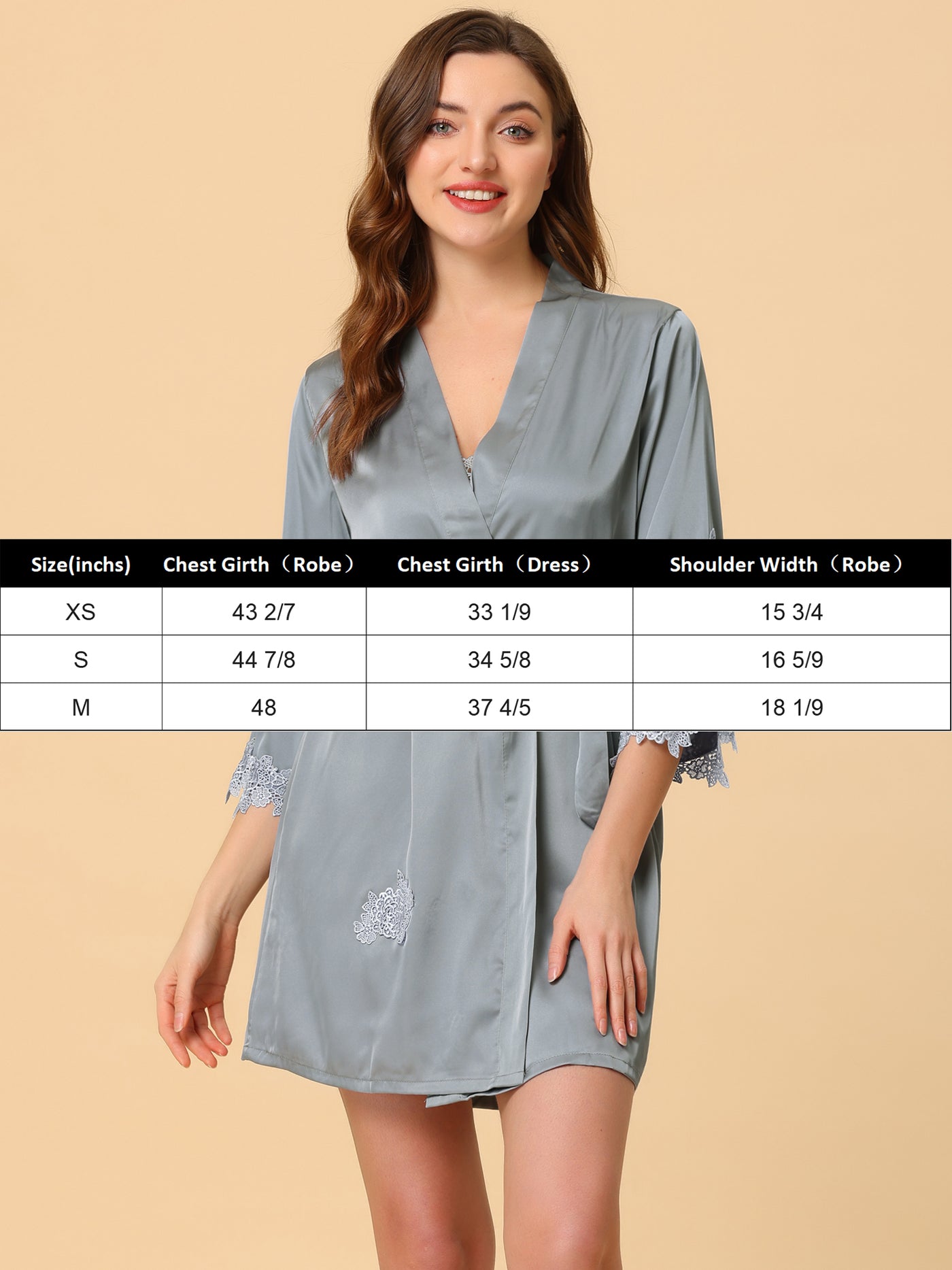 Bublédon Women's 2pcs Pajama Sleepwear Silk Cami Nightdress with Robe Satin Sets