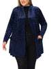 Velvet H Line Collarless Long Sleeve Cardigan