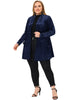 Velvet H Line Collarless Long Sleeve Cardigan
