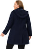 Plus Size Single Breasted Winter Pea Trench Coat Detachable Hooded Overcoat