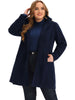 Plus Size Single Breasted Winter Pea Trench Coat Detachable Hooded Overcoat