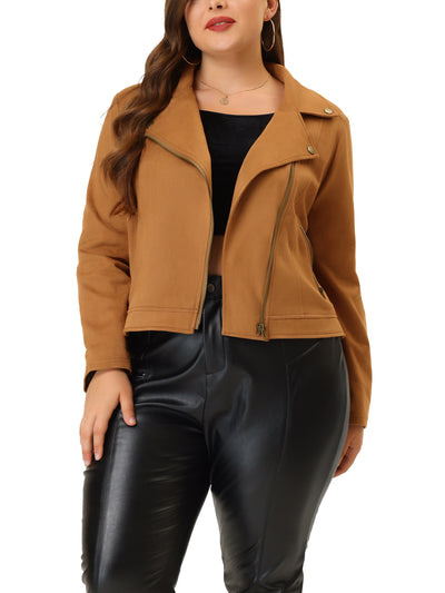 Suede H Line Notched Lapel Long Sleeve Jacket