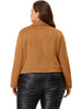 Suede H Line Notched Lapel Long Sleeve Jacket