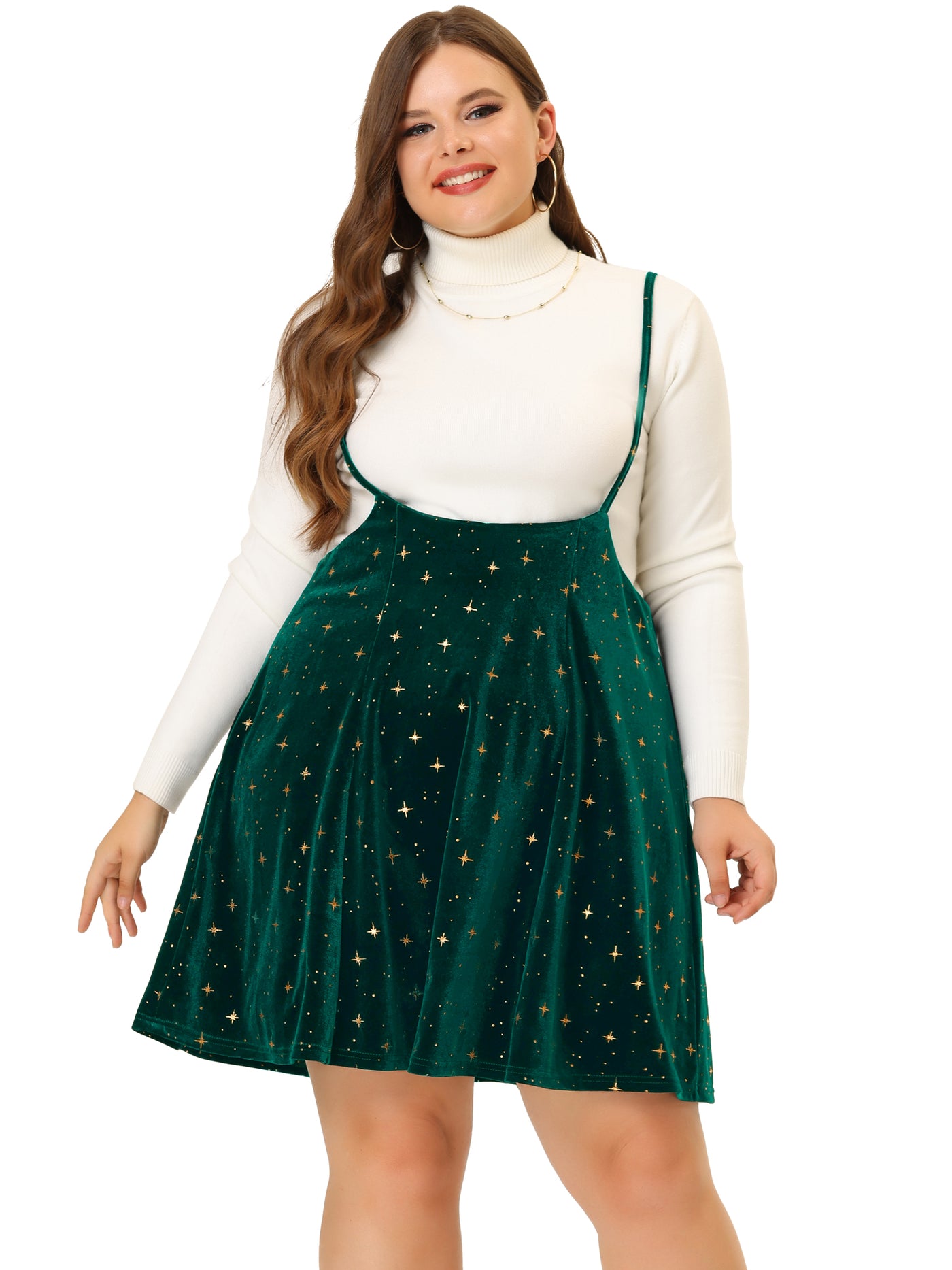 Bublédon Regular Fit Velvet Stars Suspender Skirt