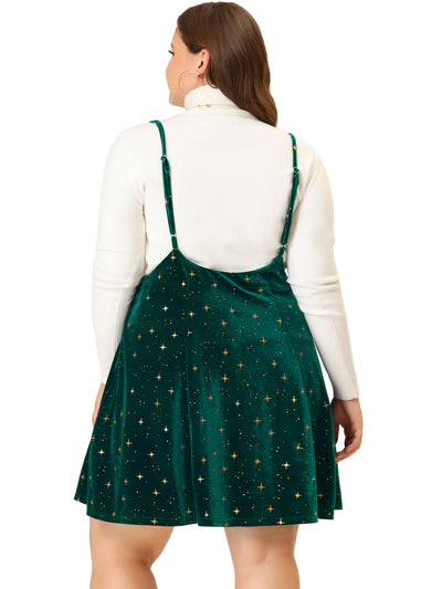 Regular Fit Velvet Stars Suspender Skirt