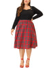 A Line Below The Knee Woven Tartan Flare Skirt