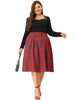 A Line Below The Knee Woven Tartan Flare Skirt