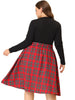 A Line Below The Knee Woven Tartan Flare Skirt