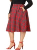 A Line Below The Knee Woven Tartan Flare Skirt