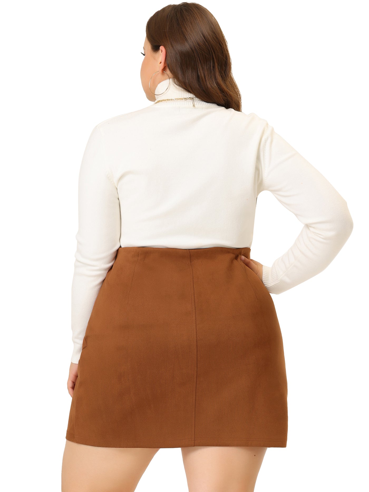 Bublédon Regular Fit Capri Suede Elastic Back Skirt