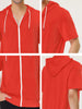 Lightweight Solid Color Zip Up Short Sleeve Hoodies